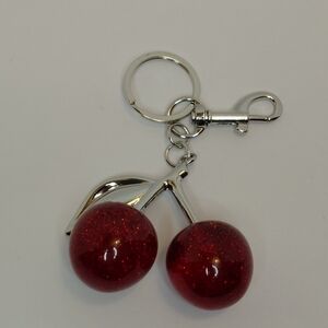 Cherry Bag Charm Red With Silver Hardware